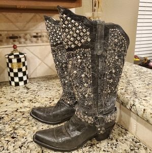 Ferrini Custom Hand Crafted Grey Distressed boots